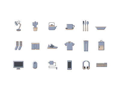 Icon Set belongings clothes electronic devices home icon icon set kitchenware minimal minimalism vector