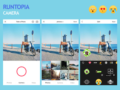 Runtopia camera design sticker ui