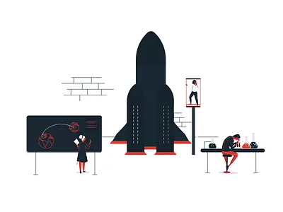 Five Lab lab laboratory people rocket scientists space space rocket startup