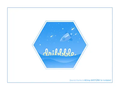 Hello Dribbble! debut digital art first shot illustration invitation landscape rocket simple sky space