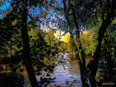 Hidden Lake background color colorful colorful art composition design digital art forest graphic art illustration inspiration lake landscape mavicfe nature painting photography photoshop