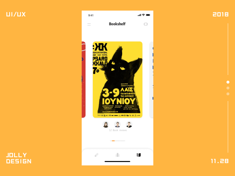 Day002-Reading App Design Project-Bookshelf animated animation app book clean design gif iphone x motion read reading ui ux