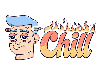 Chill! chilli design fire illustration letter man pencil type typography vector