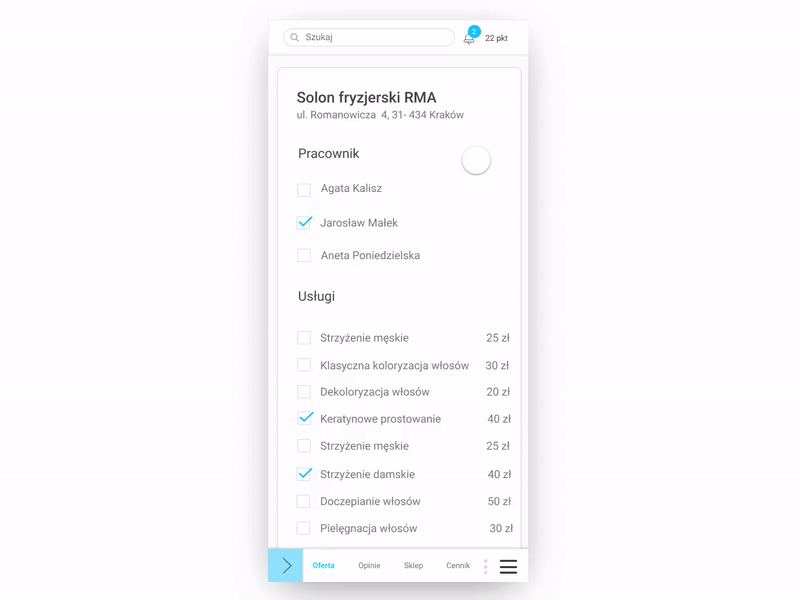 Reservation app animation app animation app design design gif menu bar mobile mobile app reservation time picker