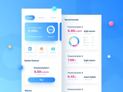 Finance App Design Project app bank banner blue card chart clean colorful dashboard data finance graphics icon interface llustration pay ui ux