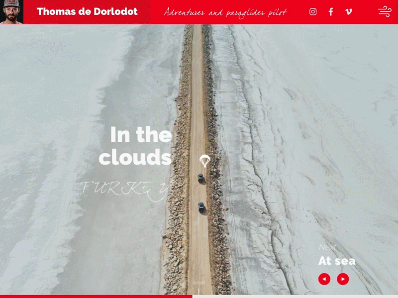 Paraglider website ⛅ header navigation paraglider red slider transition ui ux webdesign website