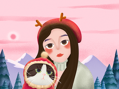 Me and my cat design illustration photoshop procreate