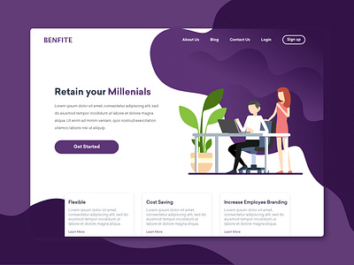 Benfite Landing page company profile design illustration landing page sketch ui uidesign