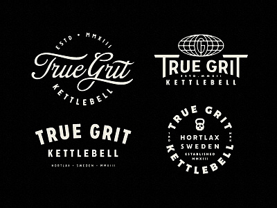 True Grit Kettlebell - Merch badge branding emblem fitness growcase gym logo logotype merch merchandise nutrition script sport sports sweden true grit kettlebell typography