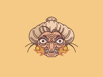 Yubaba art flat graphic icon illustration jamilla grannetia line art logo milibu spirited away studio ghibli vector art yubaba