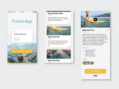 Travel App app design mobile ui ux