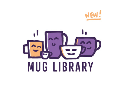 Mug Library branding coffee design hand drawn illustration library minimal mug nashville new pen signage vector