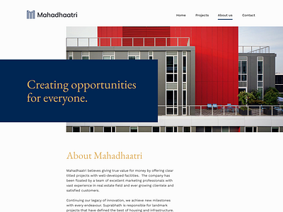 About us page - above the fold about us architecture blue geometric gold hyderabad india real estate style ui ux webpage website design website design perth