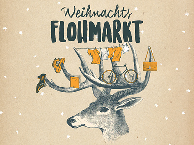 Weihnachts Flohmarkt collage design illustration poster