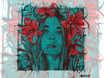 II.Yikes - Vector Illustration floral floral art portrait portrait illustration portrait painting vector vector portrait