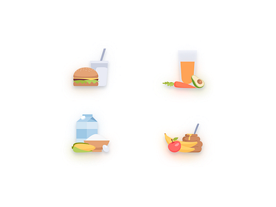 Food Preferences burger carrot diet drink food gluten free icons illustration lactose milk vegeterian