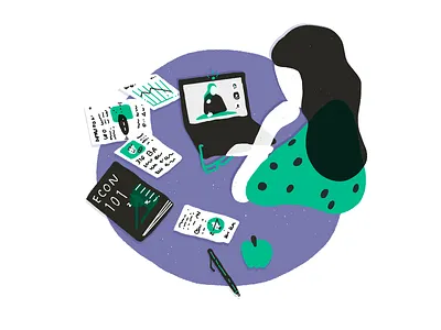 Tutoring technology illustration online studying tutor video conferencing