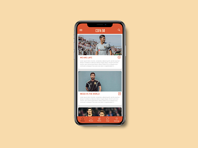 Copa 90 Home UI app design ui