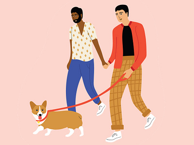 Crissy Field Next corgi couple crissy field cute dog goden gate guys illustration men national parks next spot walking