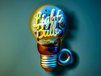 Ligth Bulb Coffee 3d art coffee cozy cup design idea ilustrations lightbulb logo typography vectary