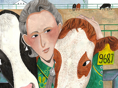 Temple Grandin by Caroline Bonne Muller acrylics animals art children book illustration children illustration cows editorial art editorial illustration illustration kidslitart temple gradin