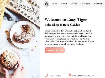 Easy Tiger Landing Page Redesign austin bakery design landing page local redesign ux