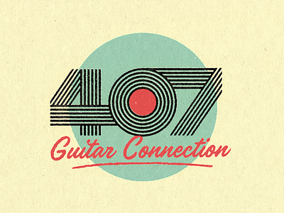 407 Guitar Logo logo logotype radio retro script thick lines vintage