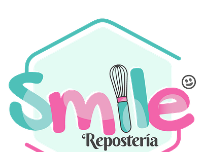 Rendering of a Logo branding cake shop green logo smile