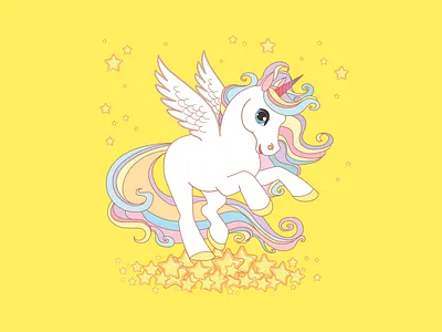 The Stars Unicorn design flat illustration vector