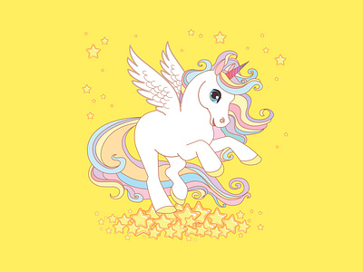 The Stars Unicorn design flat illustration vector