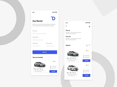 Car Rental iOS Apps adobe xd app car rental design ios ui user inteface ux