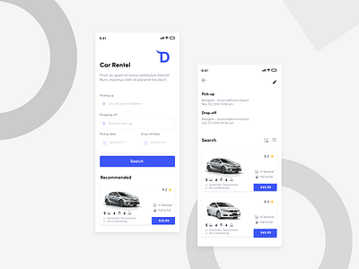 Car Rental iOS Apps adobe xd app car rental design ios ui user inteface ux
