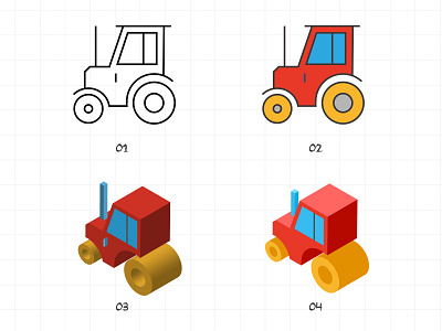 2.5d icon transformation 2.5d design flat icon illustration line transformation tutorial ui vector