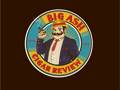 Big Ash Cigar Review artdeco character cigar cigarette fat fat man gentleman hand drawing handdrawing illustration logo retro vintage