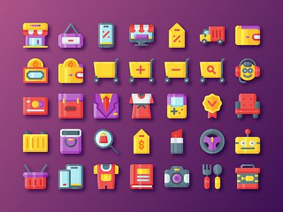 E commerce Icon Set colorful design e commerce ecommerce ecommerce app icon marketplace money sale shop store trolley