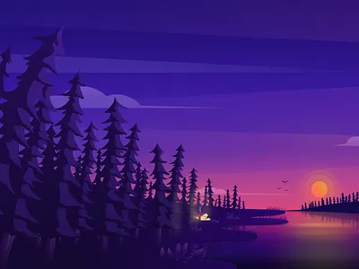 Sunset And Forest design ios ps ui ux 卷筒纸 应用 插图 类型