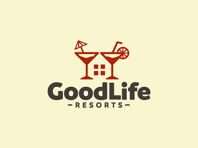 Rejected logo concept for a vacation rental brand branding cocktail goodlife hospitality logo logodesign negativespace party resort resortlogo retro vacation vacationrental visualidentity