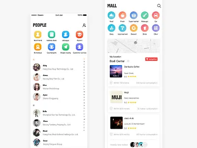 Business social app business map navigation positioning social ui