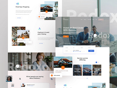 Redoxo v2 (Real Estate) Web Exploration agency concept creative development exploration fluent grid interface investment landing page layout minimal real estate real estate agency simple trend ui ux design ui design visual web