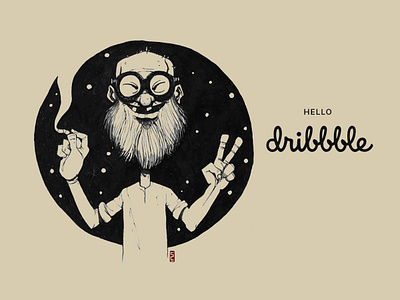 Hello Dribbble! doodle illustration