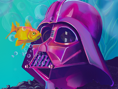 Some Procreate fun. darth vader digital painting film art fish movie art ocean procreate star wars