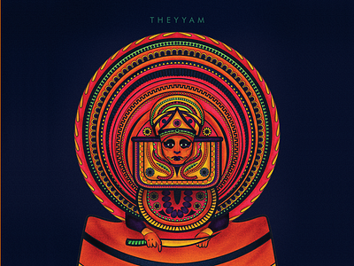 Theyyam dance desi folk illustration india indian