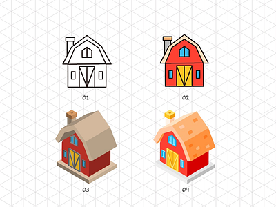 2.5d icon transformation 2.5d design flat house icon illustration line transformation tutorial ui vector