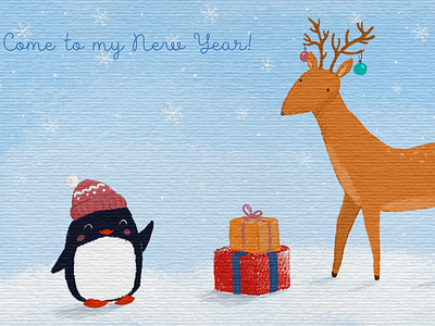 New Year Postcard kids newyear postcard winter