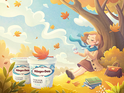 Promotional Illustrations for Häagen-Dazs in October autumn icecream illust illustation photoshop promotional illustation