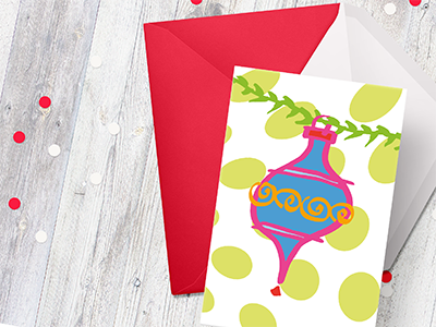 Colorful Holidays! card hand drawn holidays ornaments printable