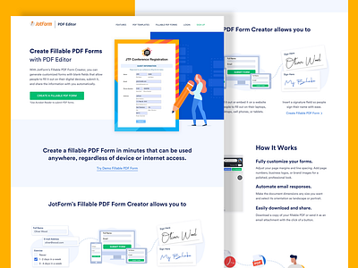 JotForm - Fillable PDF Form Landing branding design form graphic design illustration jotform landing landing page pdf pdf form typography ui ui design uiux