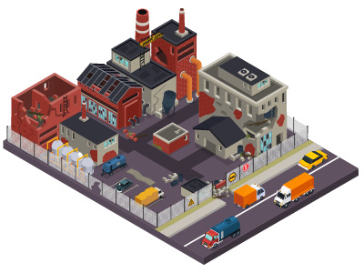 Abandon isometric factory illustration isometric isometric illustration vector