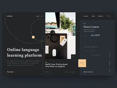 Converso - learning platform design concept design education hero home page learning ui ux web webdesign