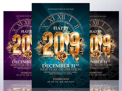 New Year Flyer Template design flyer flyer templates graphic design happy new year illustration invitation invitation card invitation cards invitation design new year 2019 new year card new year flyer party flyer photoshop psd